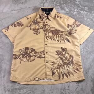 Billabong Aloha Fit Hawaiian Floral Shirt Men’s Medium Brown Tan Tropical